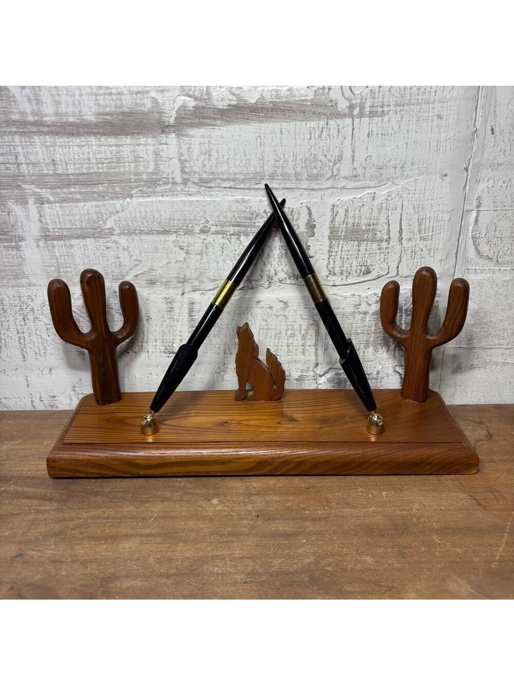 Vintage Southwest Wooden Pen and Pencil Holder